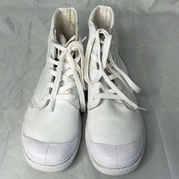 L’ORIGINALE PALLADIUM White Pampa Hi Top Lace Up Boots Sneakers Leather 7.5 - Picture 7 of 16